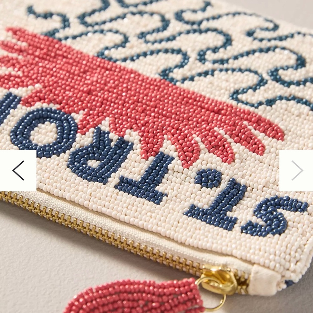 NWT Anthropologie The Fiona Medium Beaded Pouch City Edition St. Tropez - Picture 3 of 7